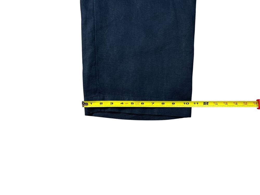 Talbots Blue Pull-on Drawstring Wide Leg Cropped Linen Pants  Size S  Casual - Picture 8 of 14